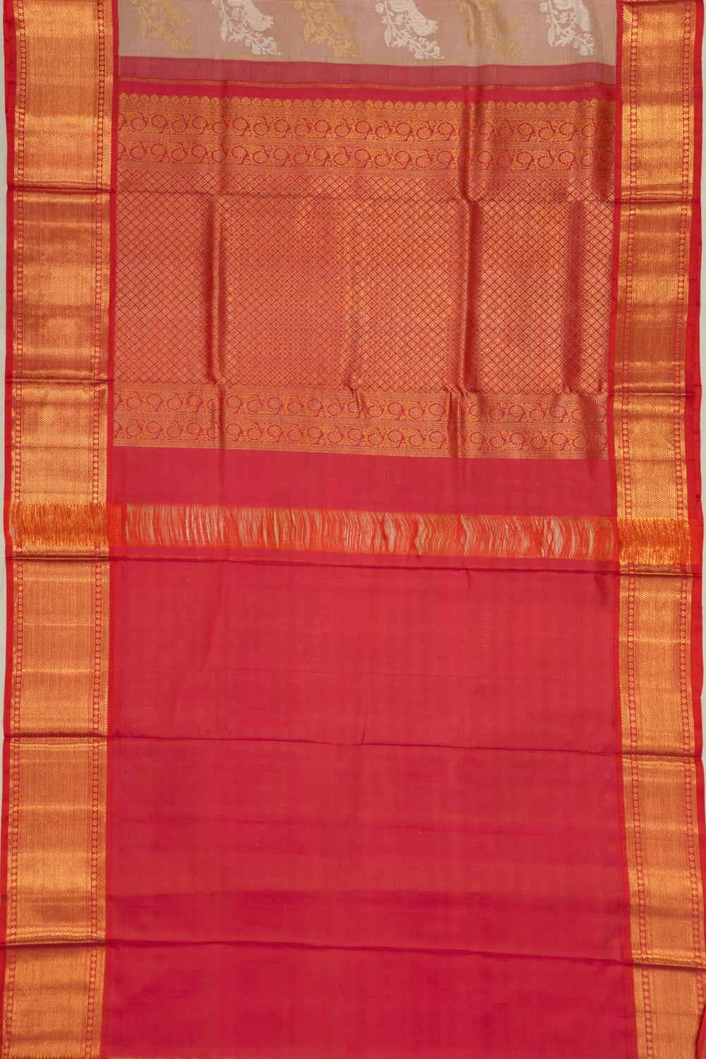 Kanchipuram Silk Leheriya Jaal Snuff Saree