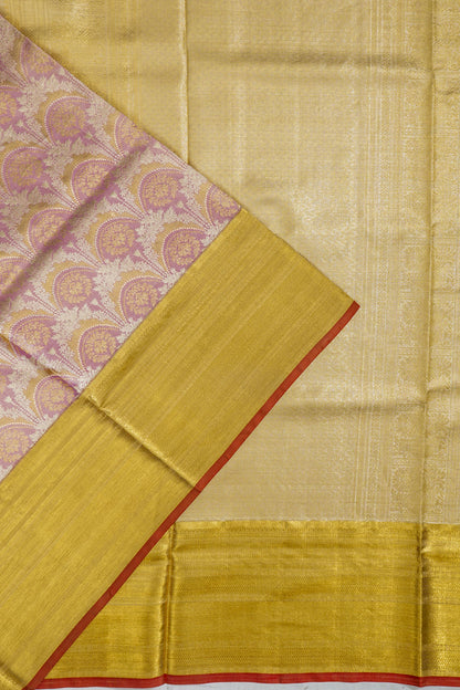 Kanchipuram Silk Tissue Brocade Lavender Saree