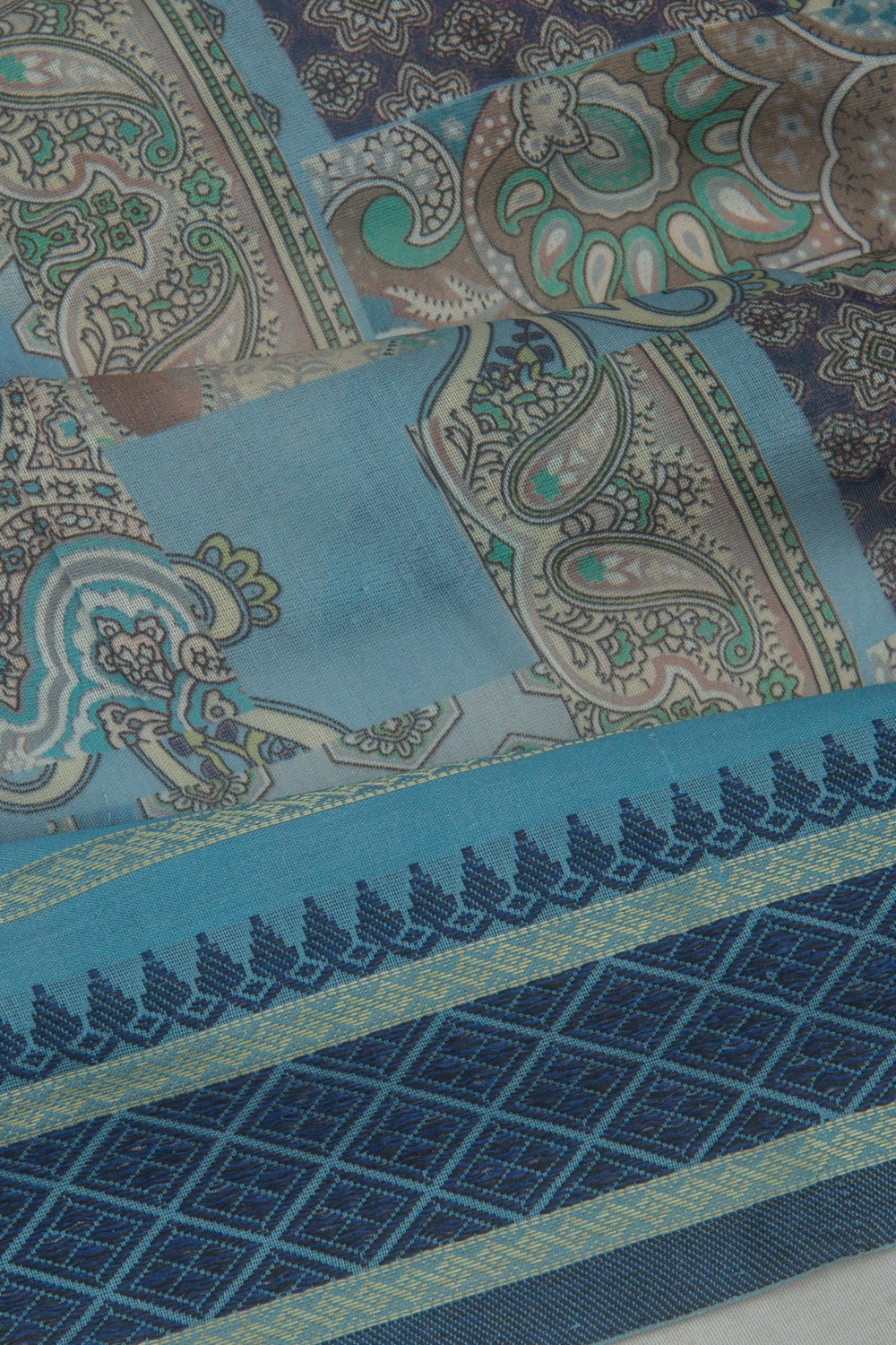 Chanderi Cotton Floral Printed Pastel Blue Saree