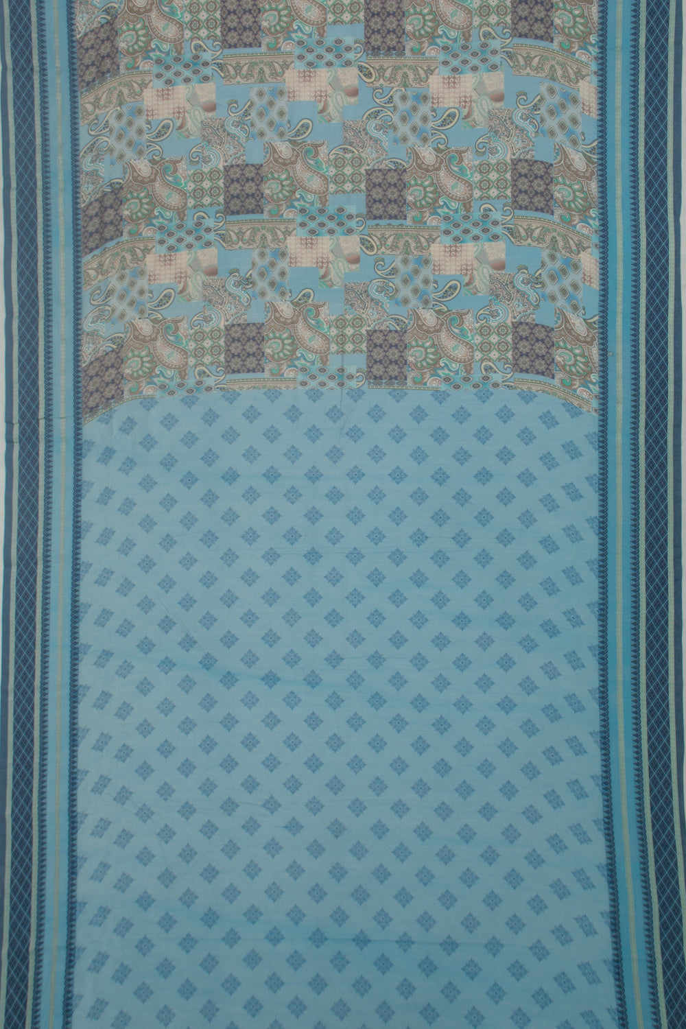 Chanderi Cotton Floral Printed Pastel Blue Saree