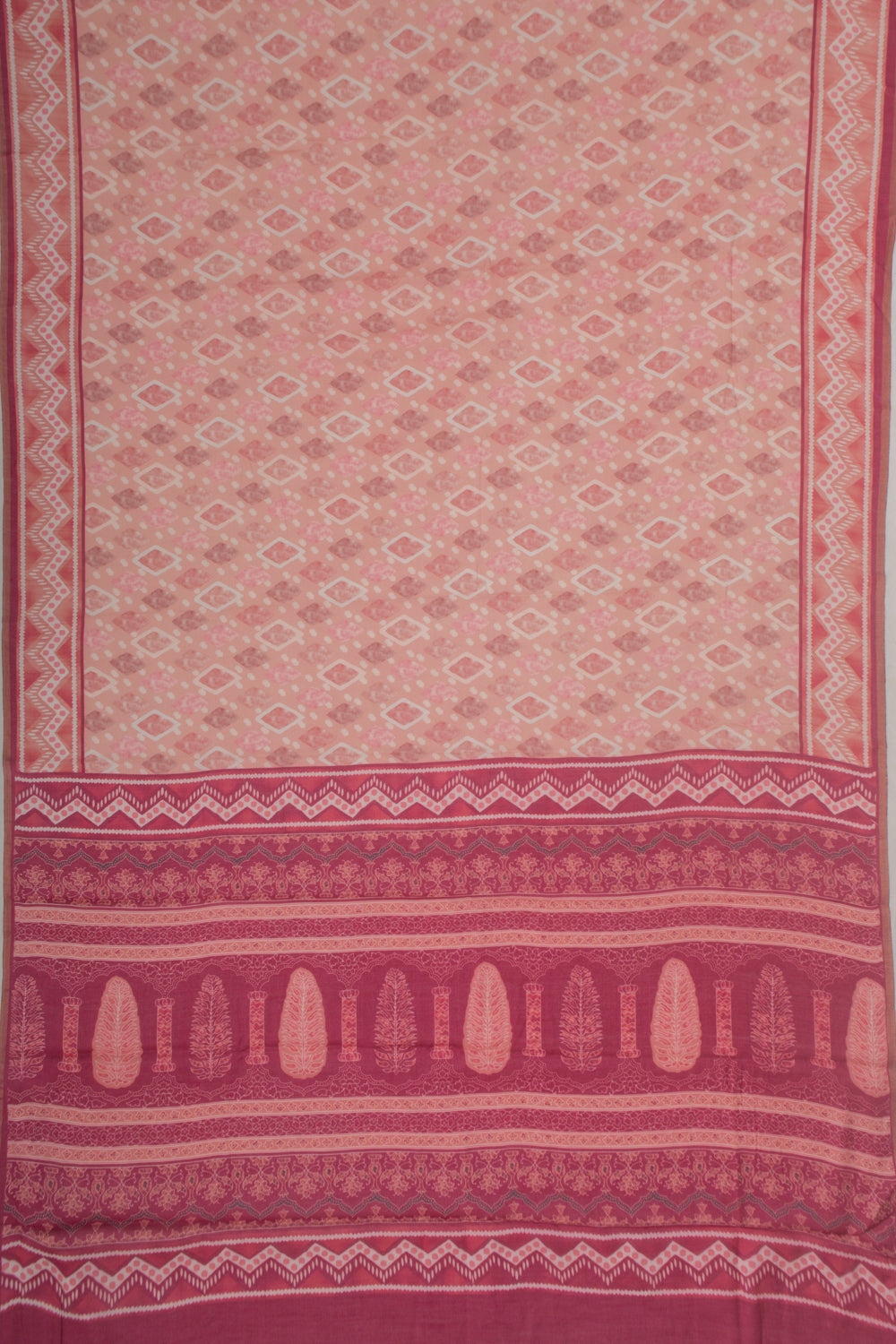 Chanderi Cotton Block Printed Peach Saree