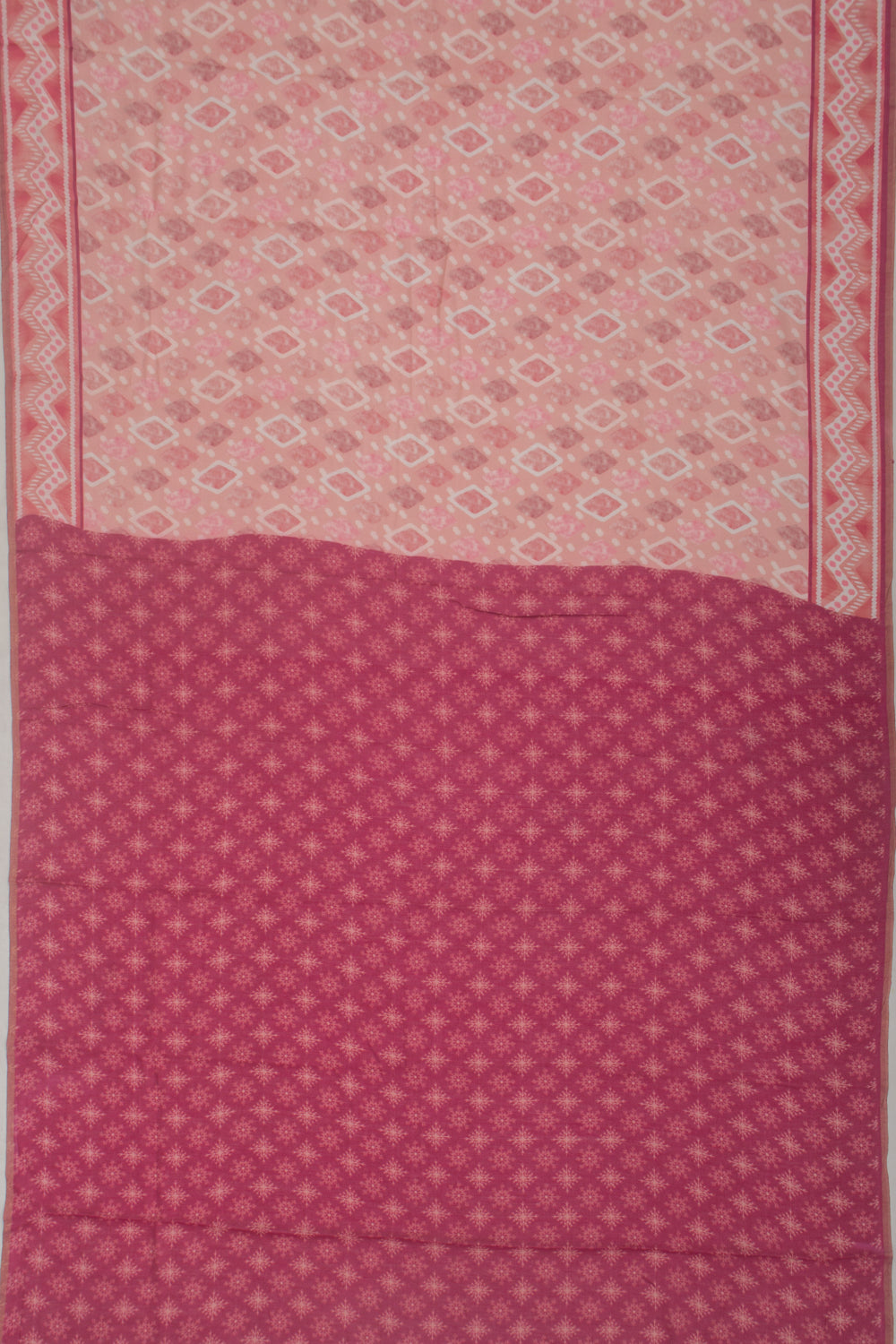 Chanderi Cotton Block Printed Peach Saree