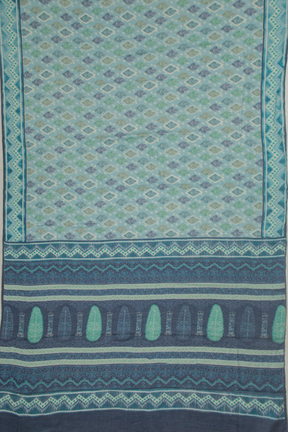 Chanderi Cotton Block Printed Pastel Blue Saree