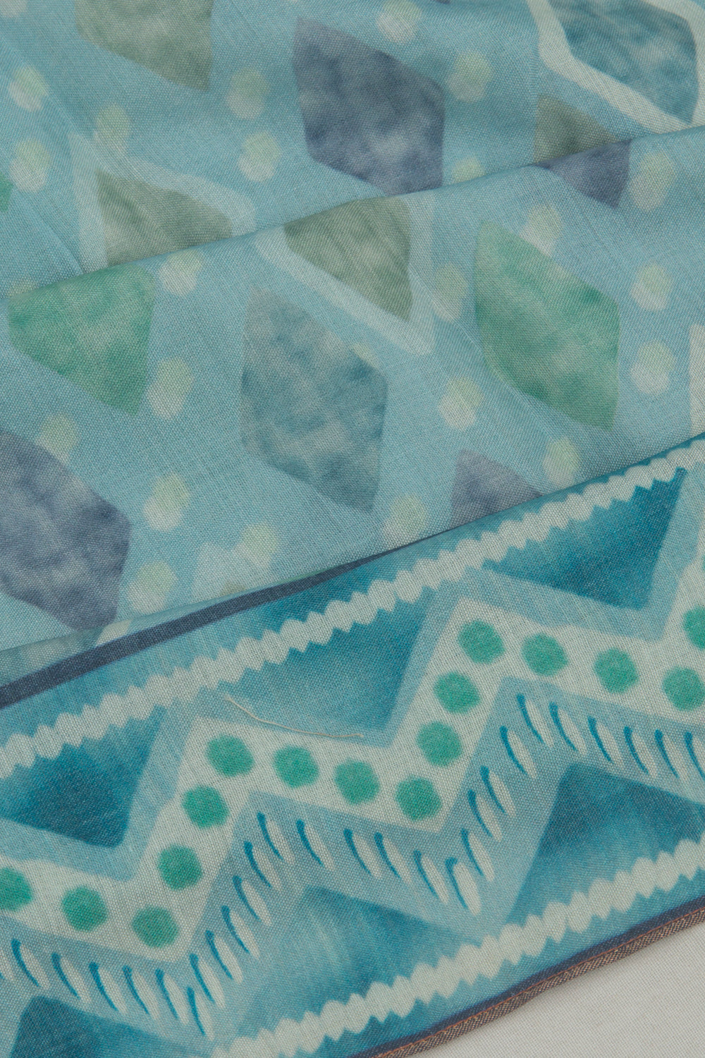 Chanderi Cotton Block Printed Pastel Blue Saree