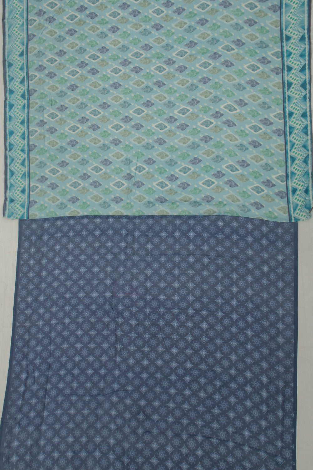 Chanderi Cotton Block Printed Pastel Blue Saree
