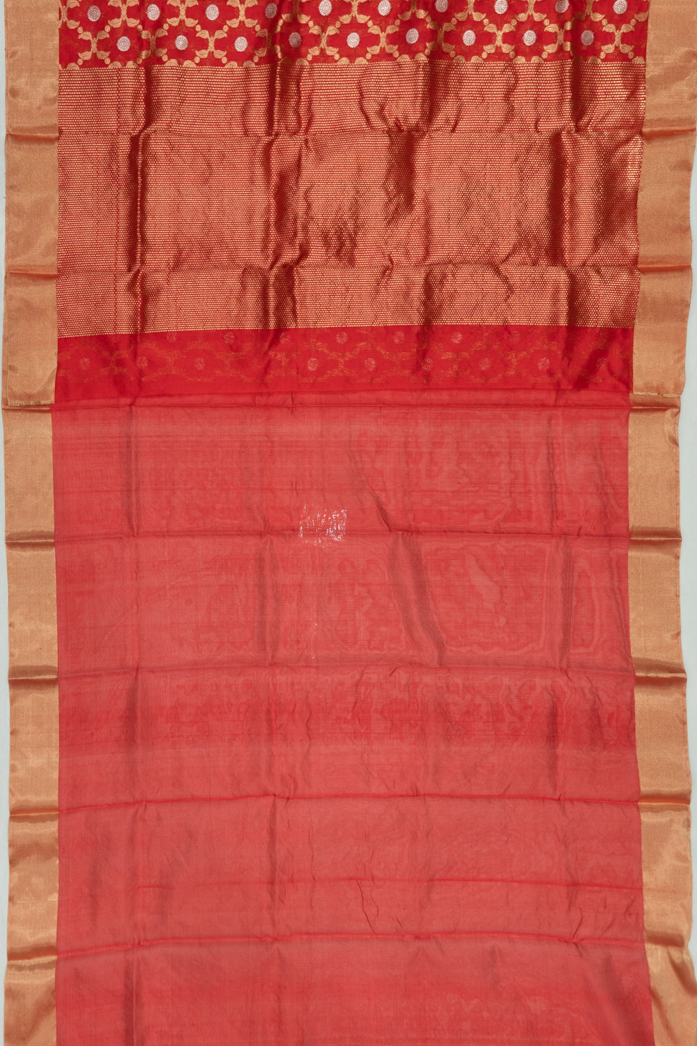 Pure Chanderi Silk Jaal And Butta Red Saree