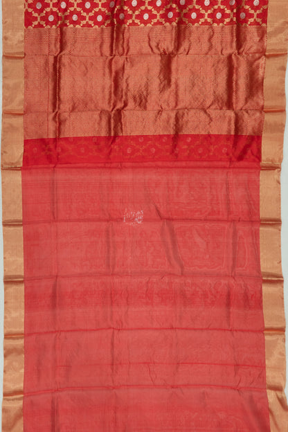 Pure Chanderi Silk Jaal And Butta Red Saree