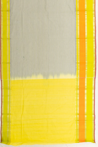 Chettinad Cotton Horizontal Lines Grey Saree