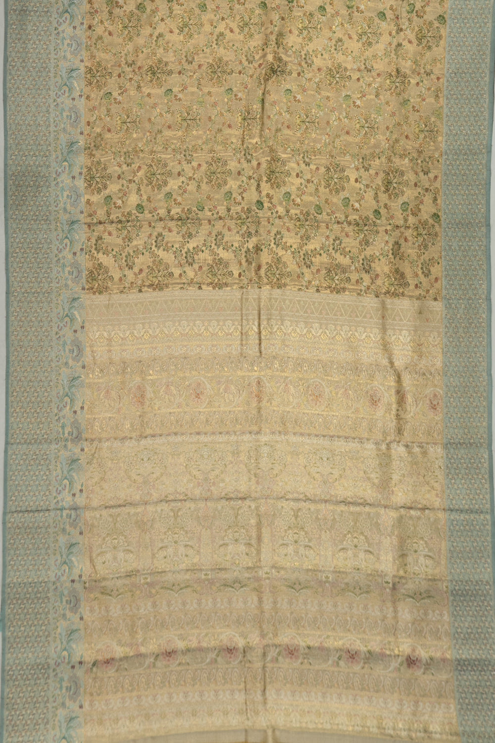 Kanchipuram Silk Tissue Brocade Gold Saree
