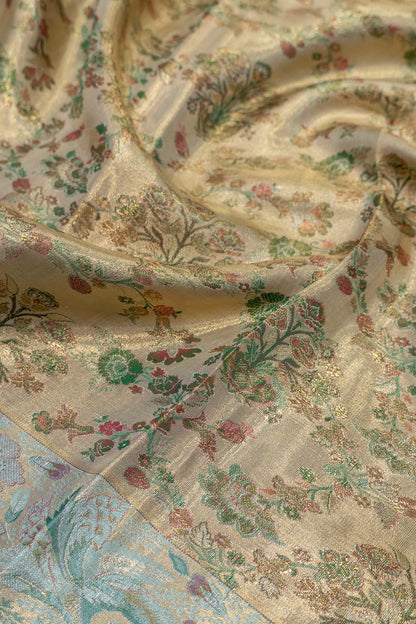 Kanchipuram Silk Tissue Brocade Gold Saree