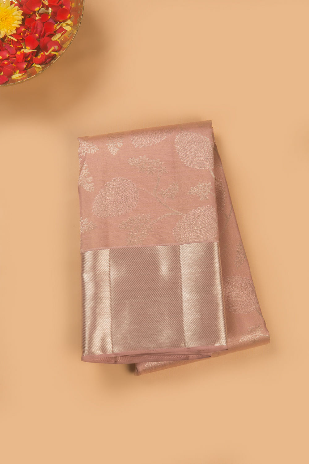 Kanchipuram Silk Tissue Jaal Lilac Saree