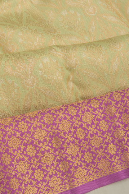 Kanchipuram Silk Tissue Brocade Pista Green Saree