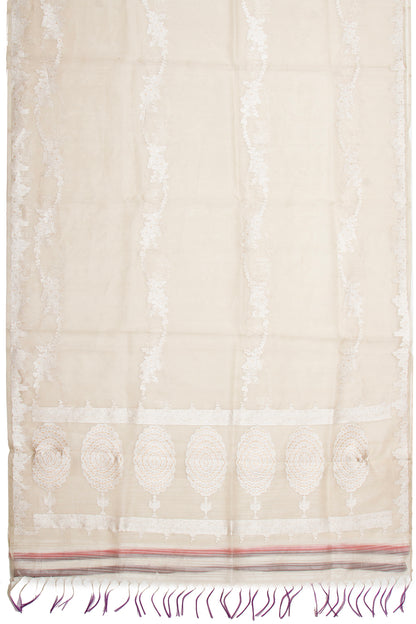 Banarasi Kora Organza Kadwa Jaal Off White Saree