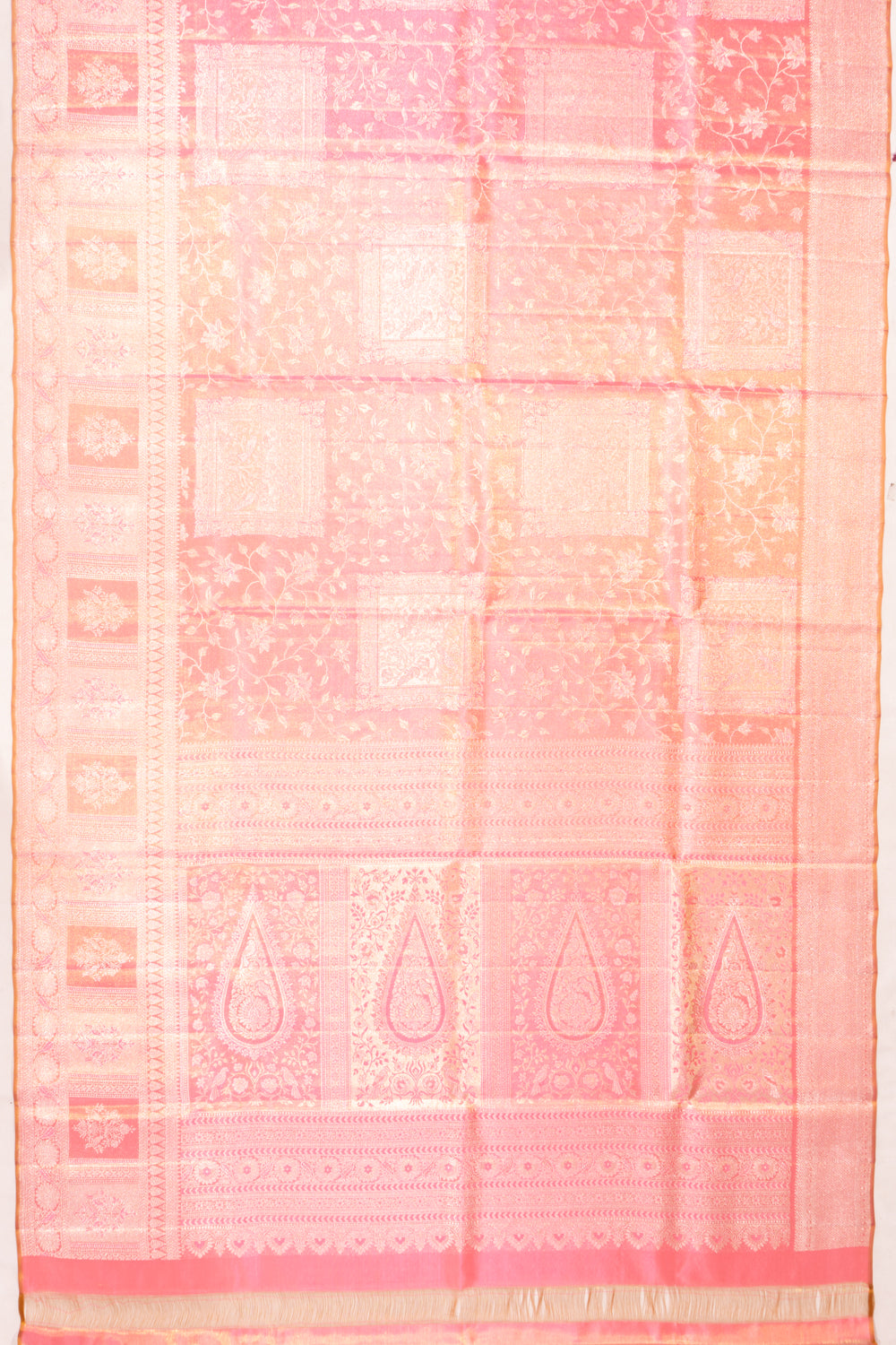 Kanchipuram Silk Tissue Brocade Pink Saree