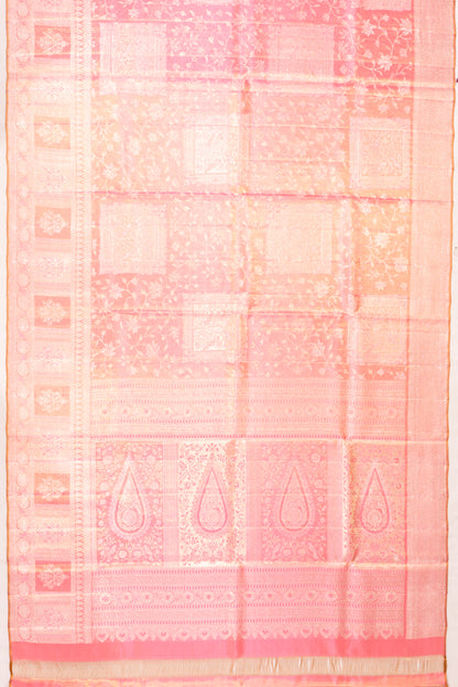 Kanchipuram Silk Tissue Brocade Pink Saree