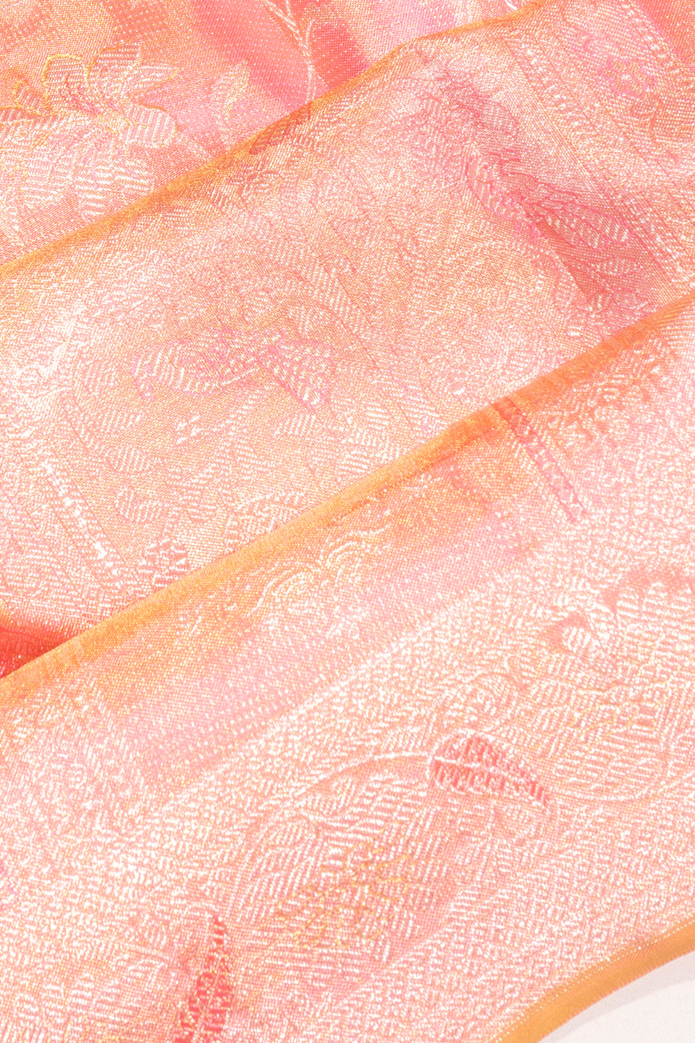 Kanchipuram Silk Tissue Brocade Pink Saree