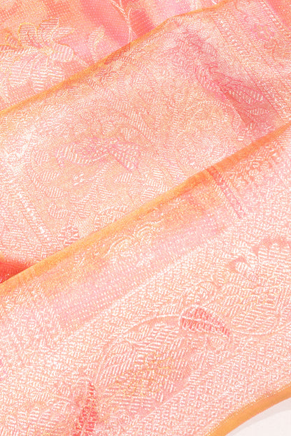 Kanchipuram Silk Tissue Brocade Pink Saree