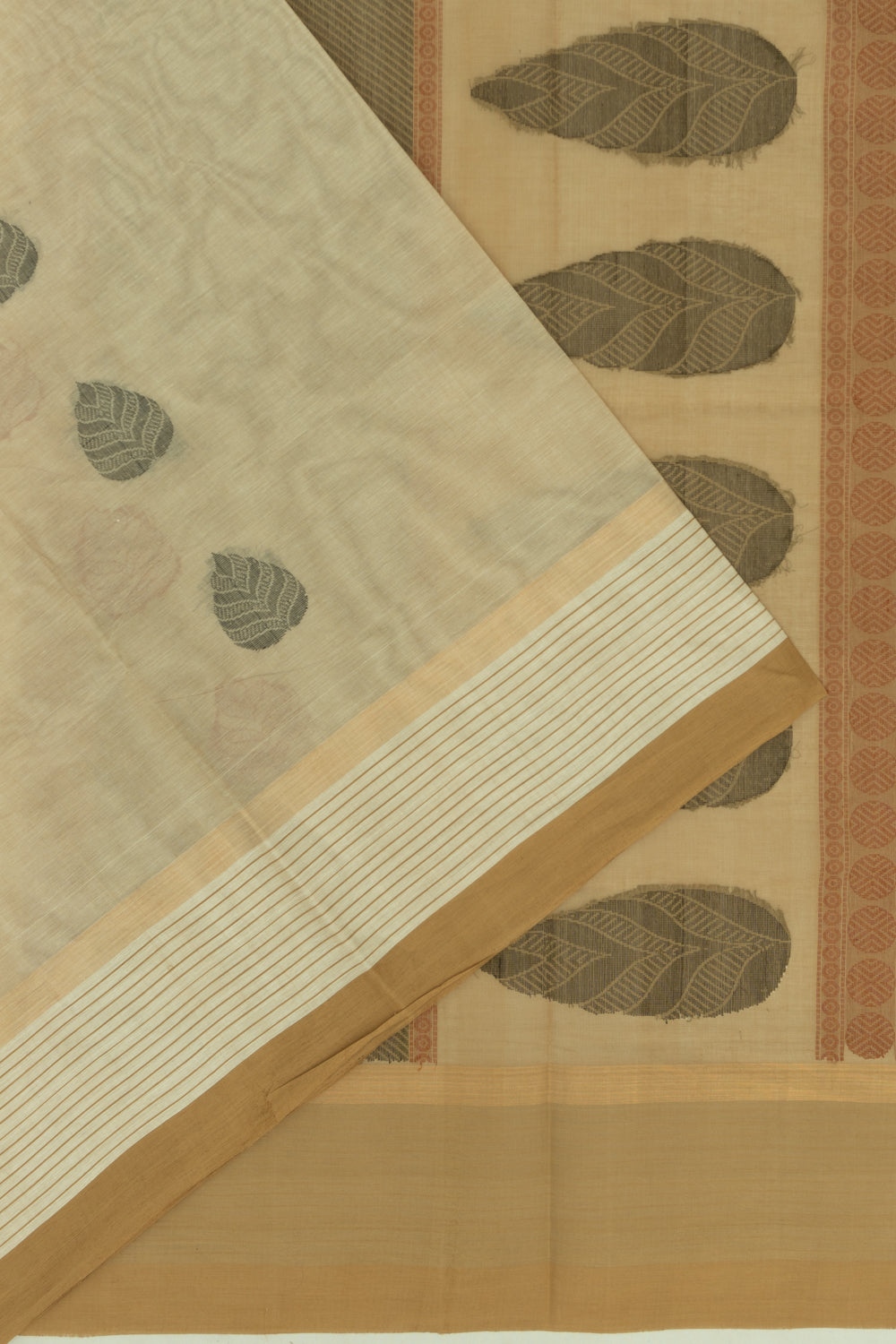 Chettinad Cotton Butta Cream Saree