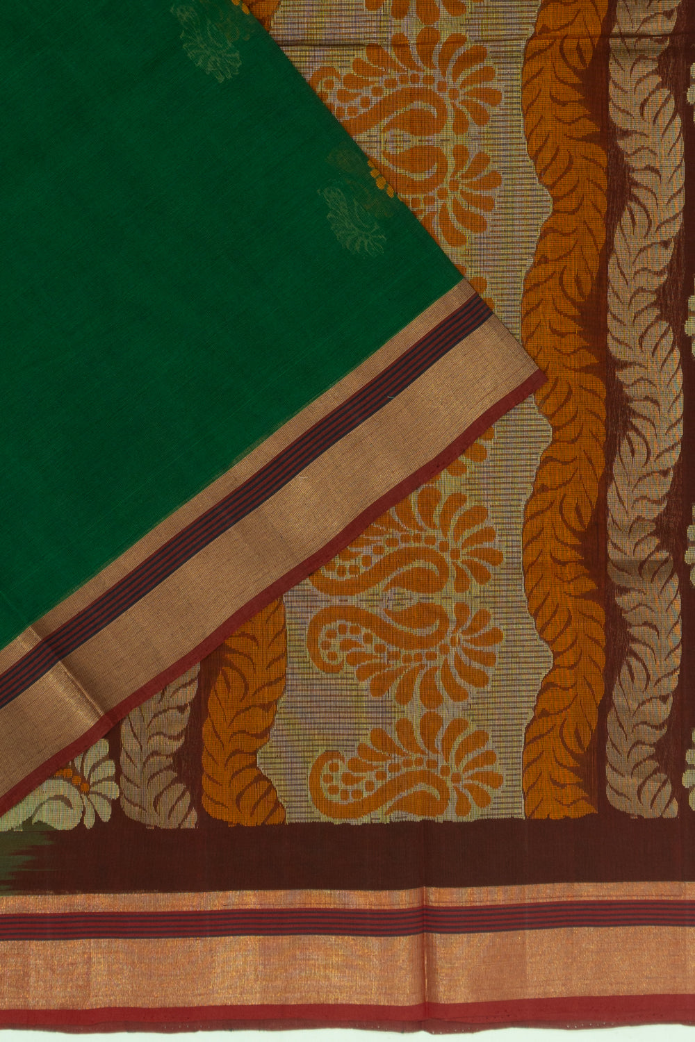 Chettinad Cotton Butta Dark Green Saree