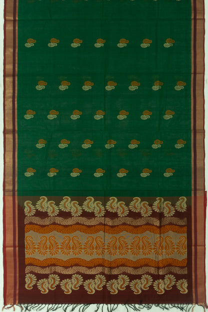 Chettinad Cotton Butta Dark Green Saree