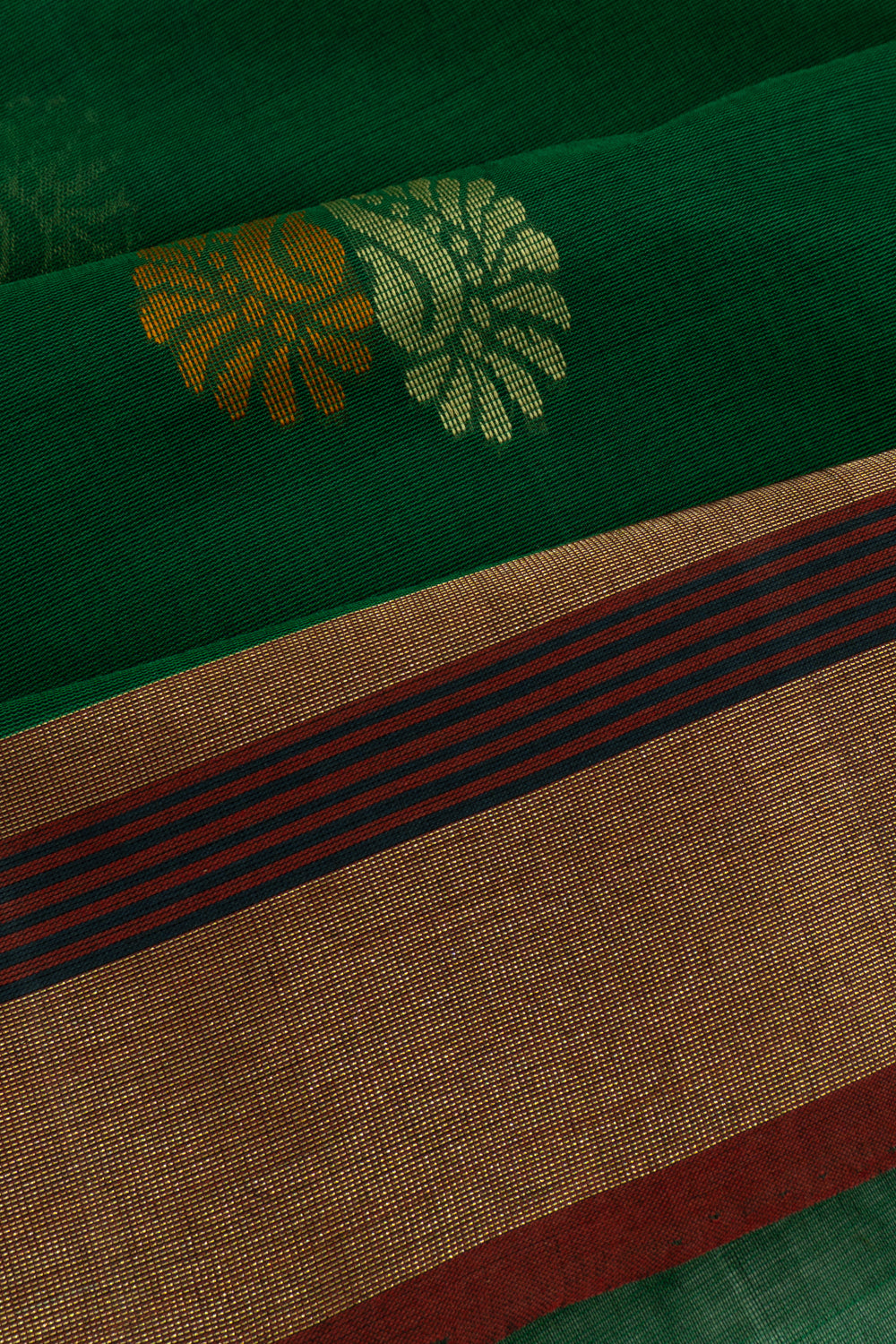Chettinad Cotton Butta Dark Green Saree