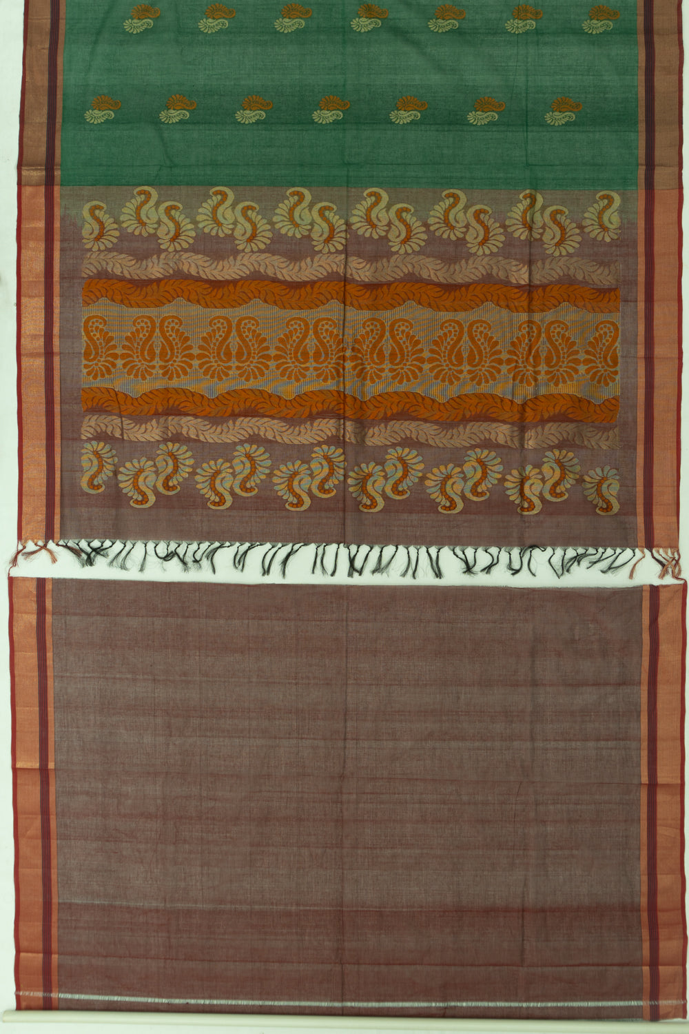 Chettinad Cotton Butta Dark Green Saree