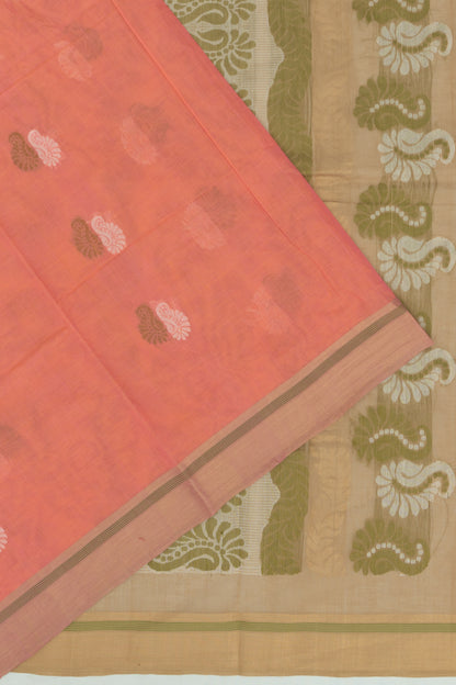 Chettinad Cotton Butta Dual Tone Pink And Orange Saree