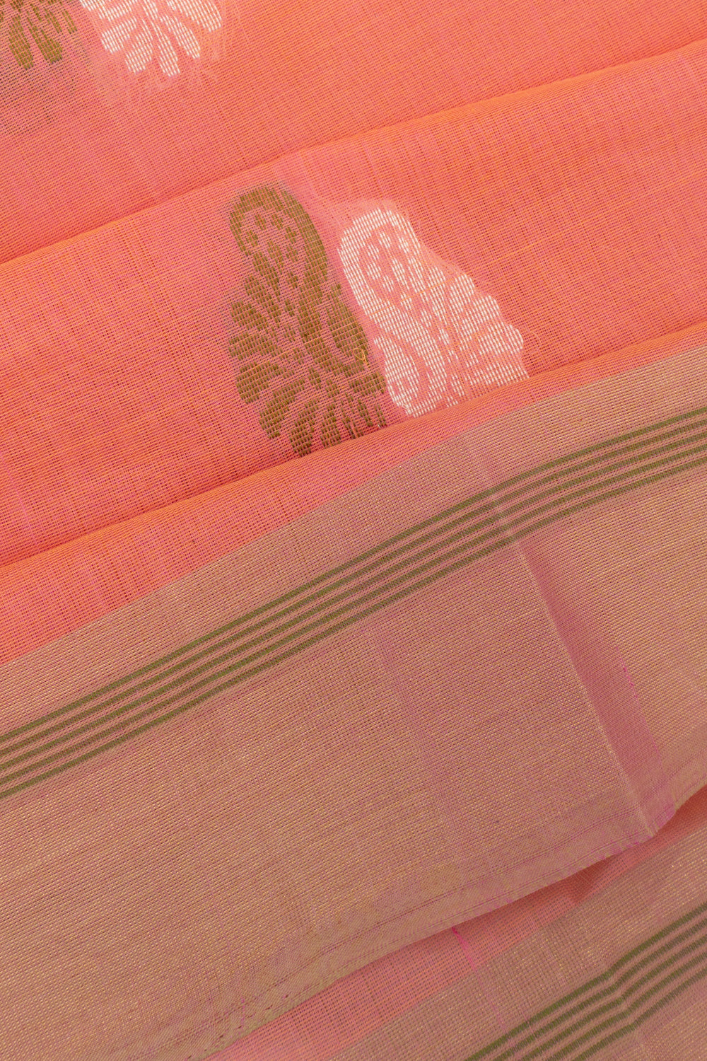 Chettinad Cotton Butta Dual Tone Pink And Orange Saree