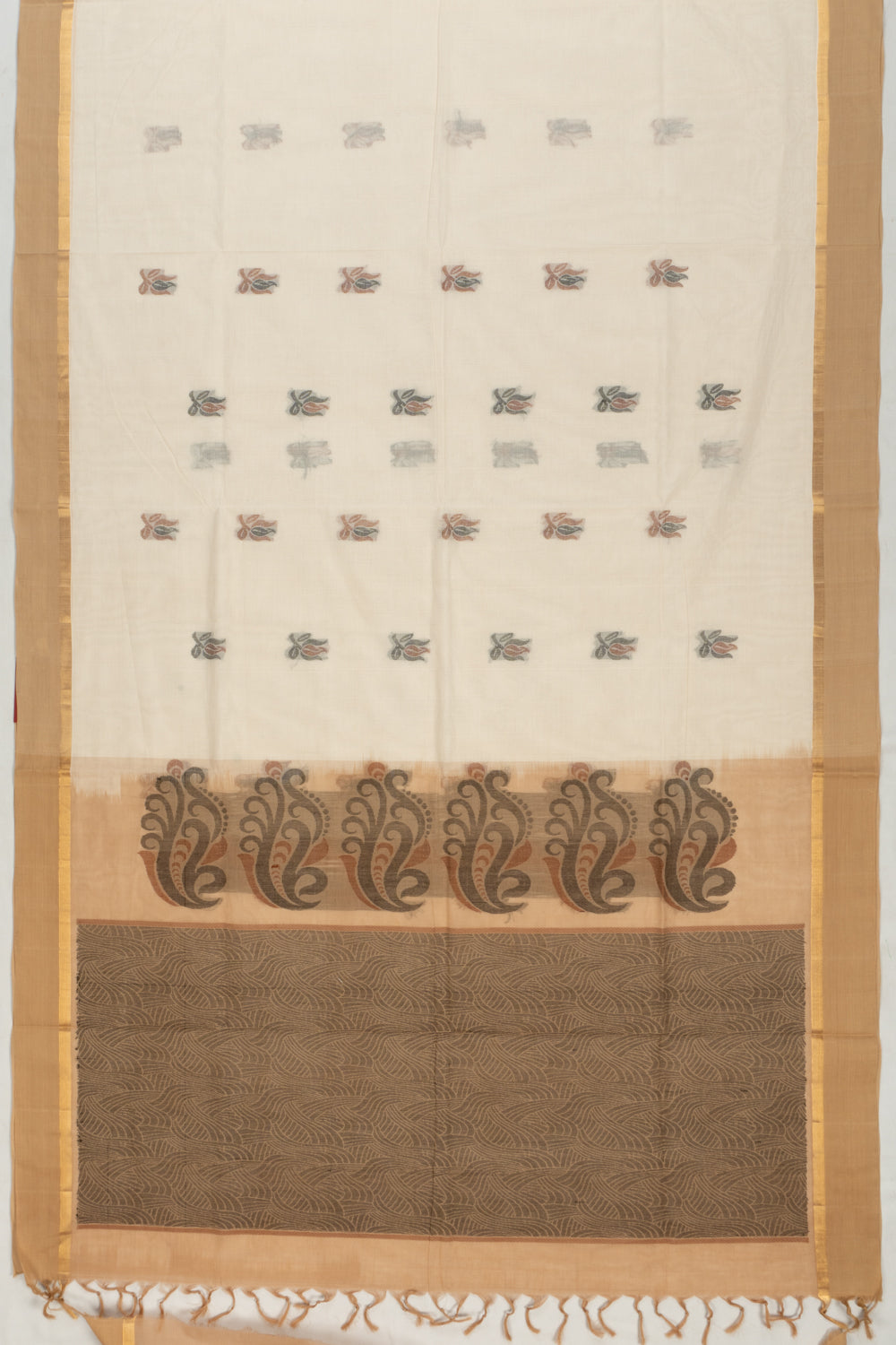 Handspun Cotton Butta White Saree