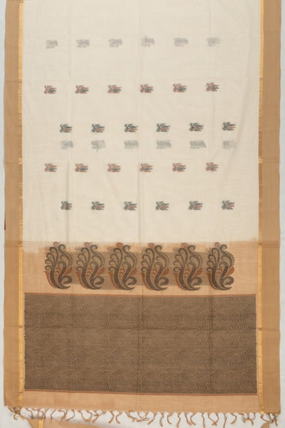 Handspun Cotton Butta White Saree
