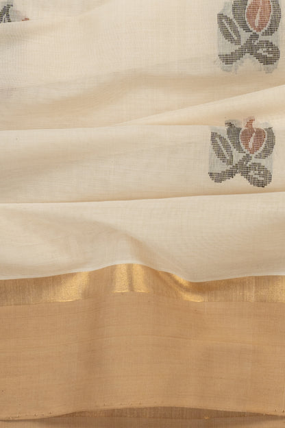 Handspun Cotton Butta White Saree