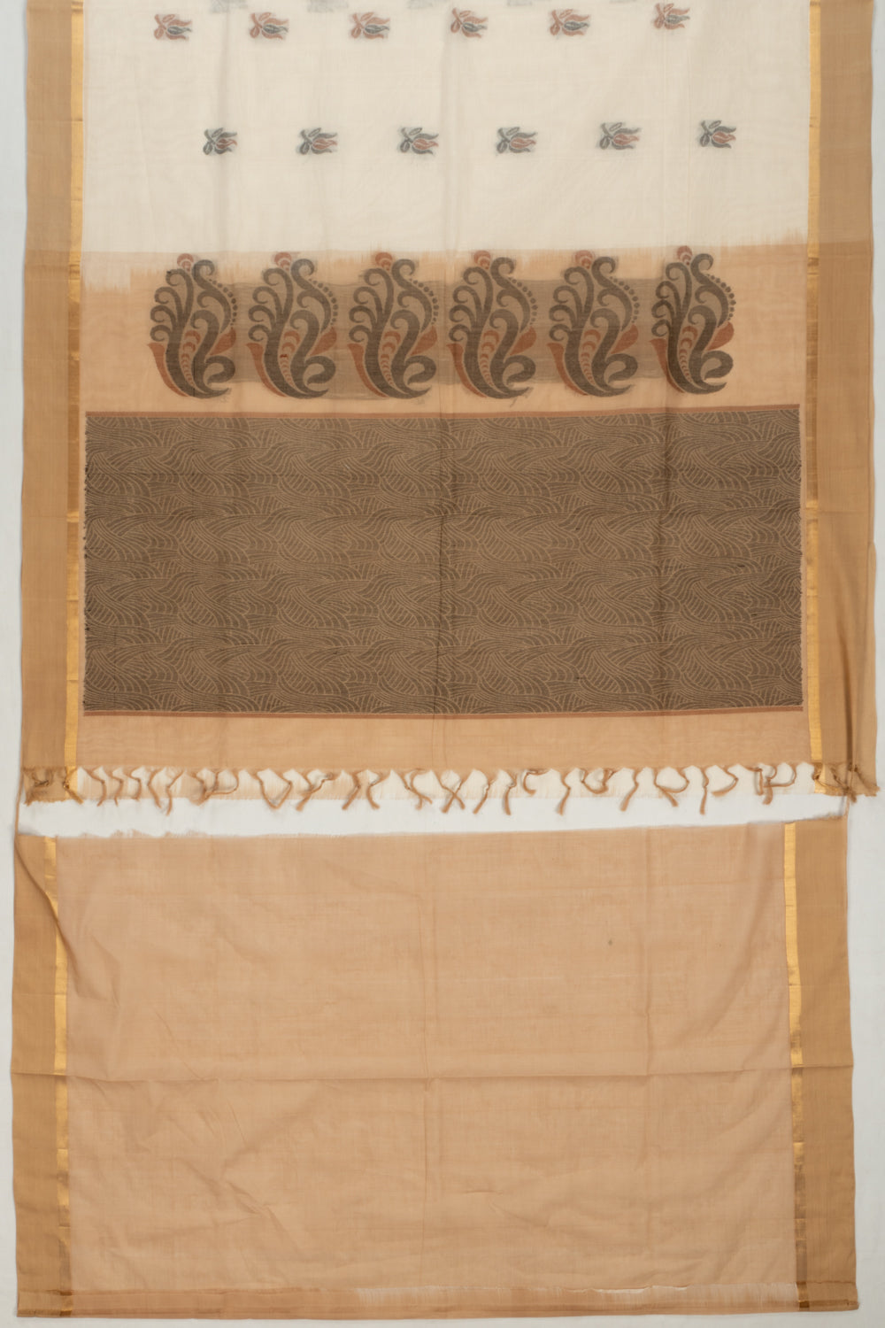 Handspun Cotton Butta White Saree