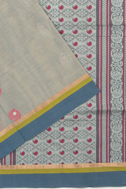 Handspun Cotton Butta Pastel Grey Saree