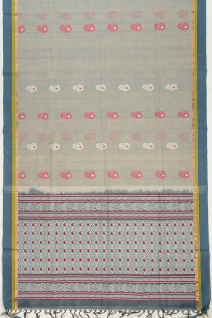 Handspun Cotton Butta Pastel Grey Saree