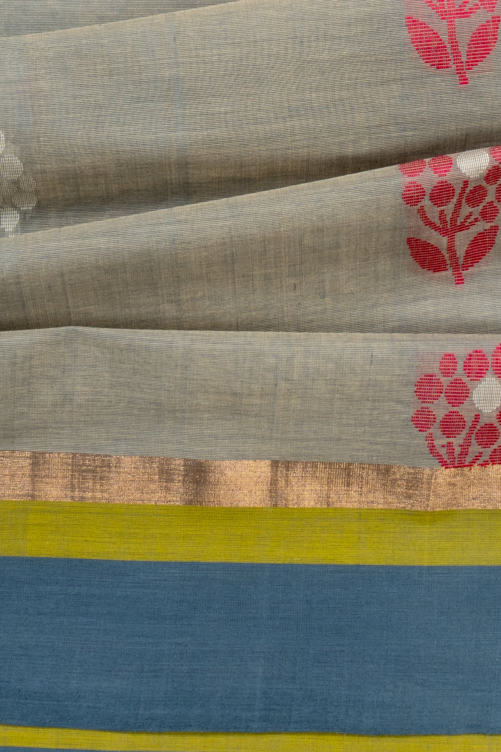 Handspun Cotton Butta Pastel Grey Saree