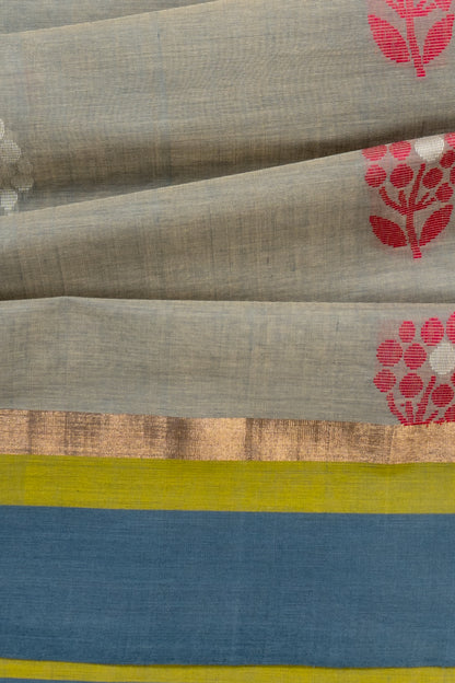 Handspun Cotton Butta Pastel Grey Saree