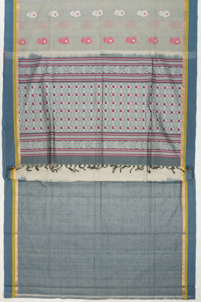 Handspun Cotton Butta Pastel Grey Saree