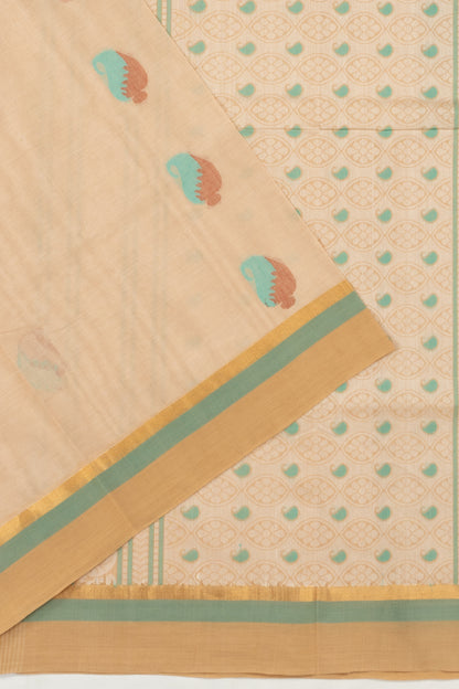 Handspun Cotton Butta Pastel Peach Saree