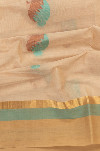 Handspun Cotton Butta Pastel Peach Saree