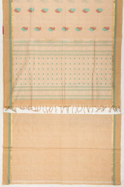Handspun Cotton Butta Pastel Peach Saree