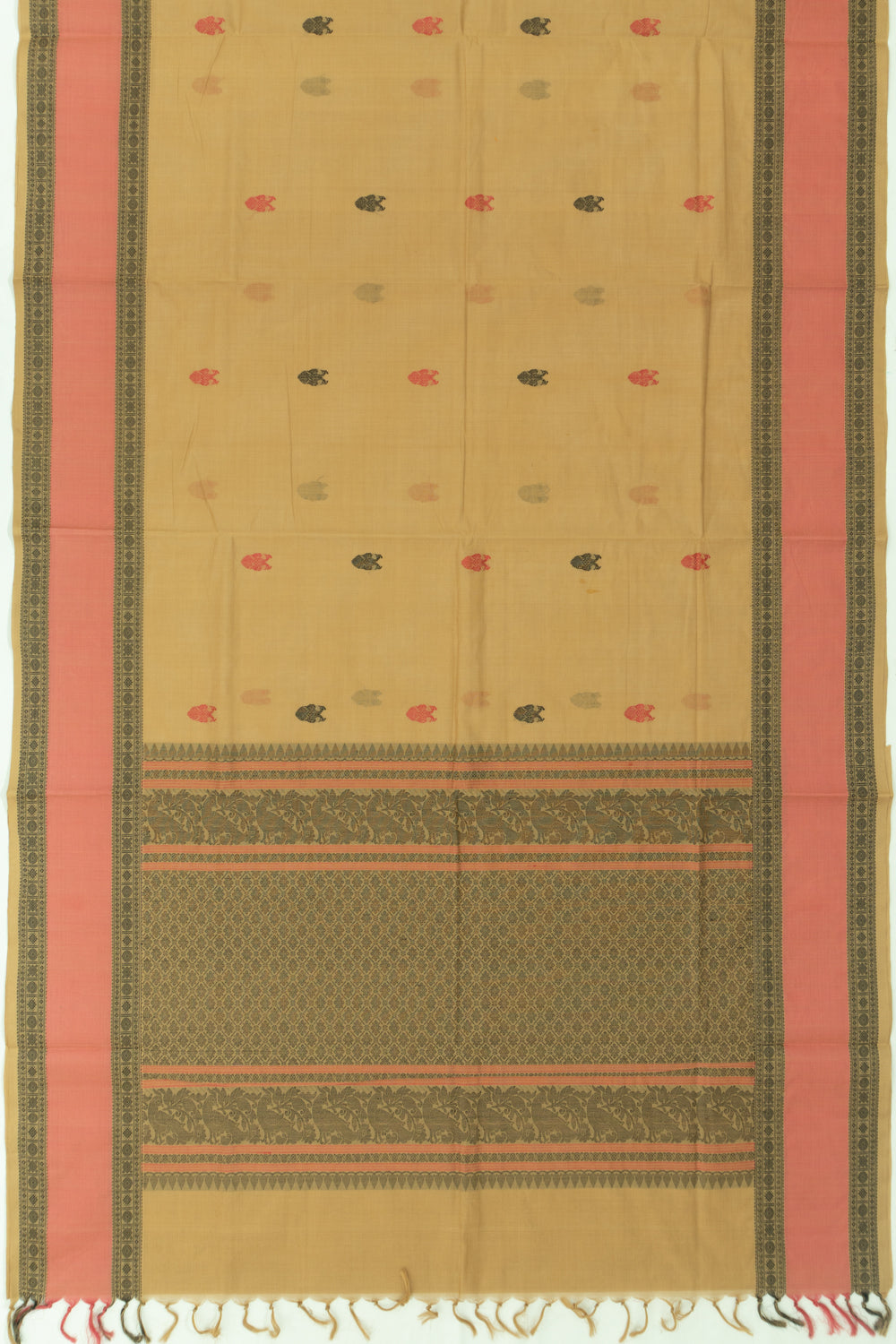 Chettinad Cotton Butta Cream Saree
