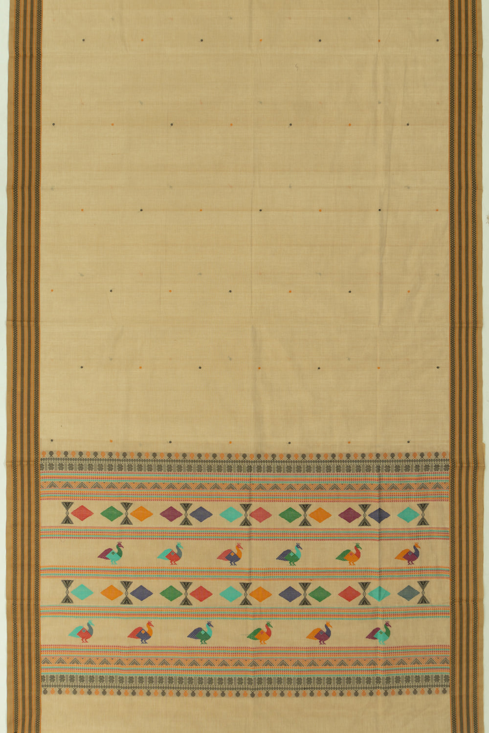 Chettinad Cotton Butta Cream Saree