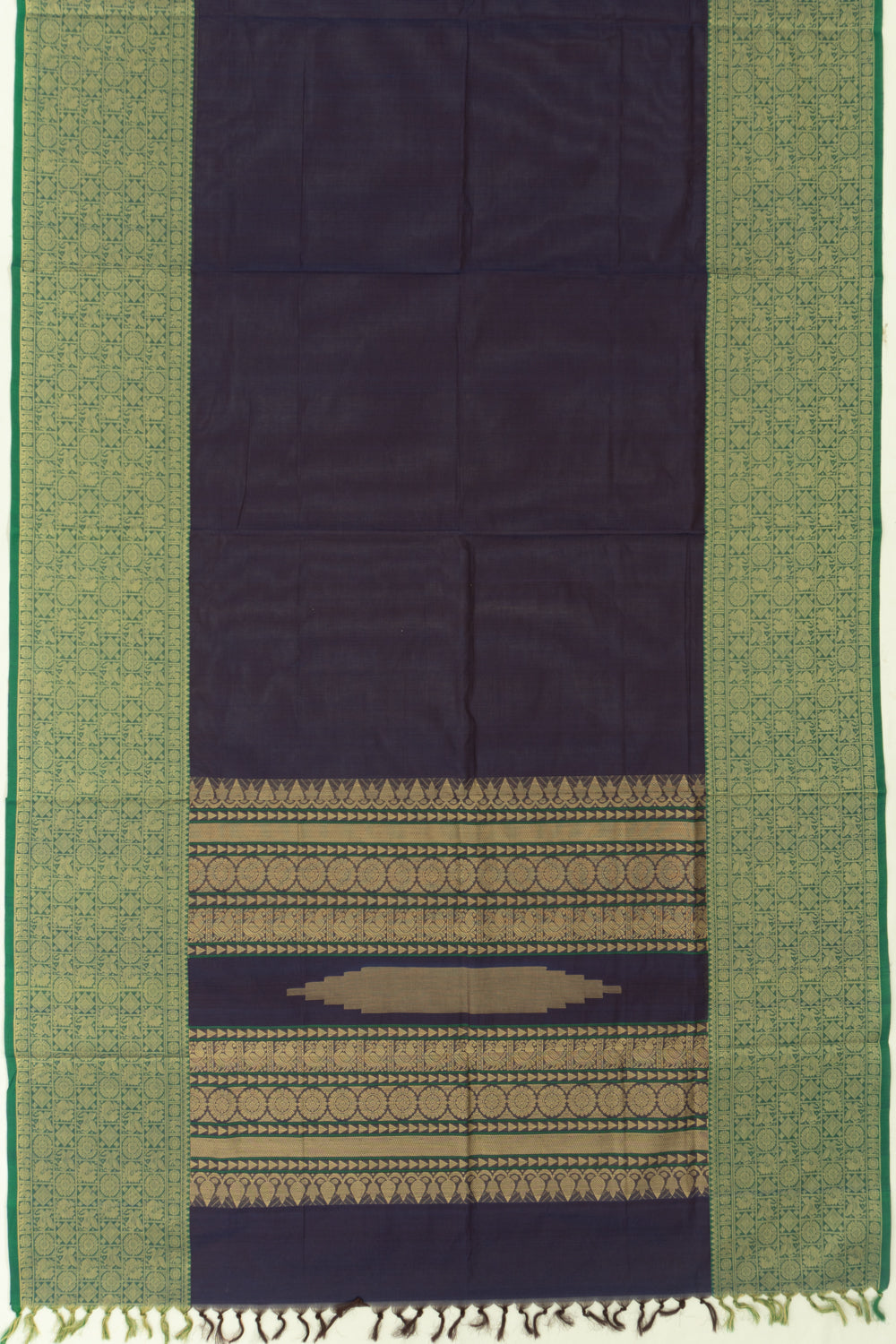 Chettinad Cotton Plain Royal Blue Saree