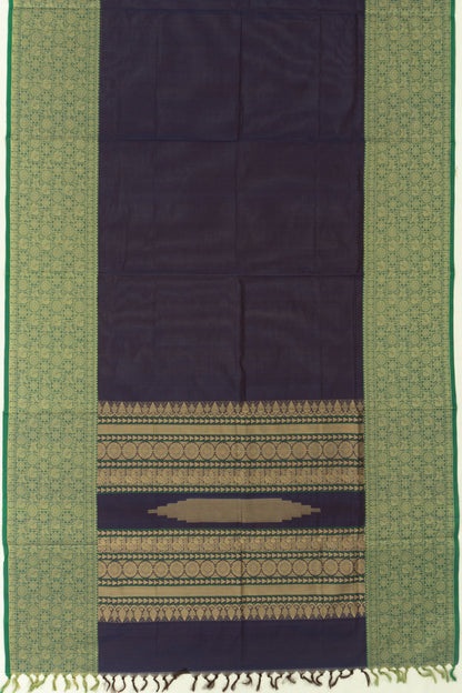 Chettinad Cotton Plain Royal Blue Saree