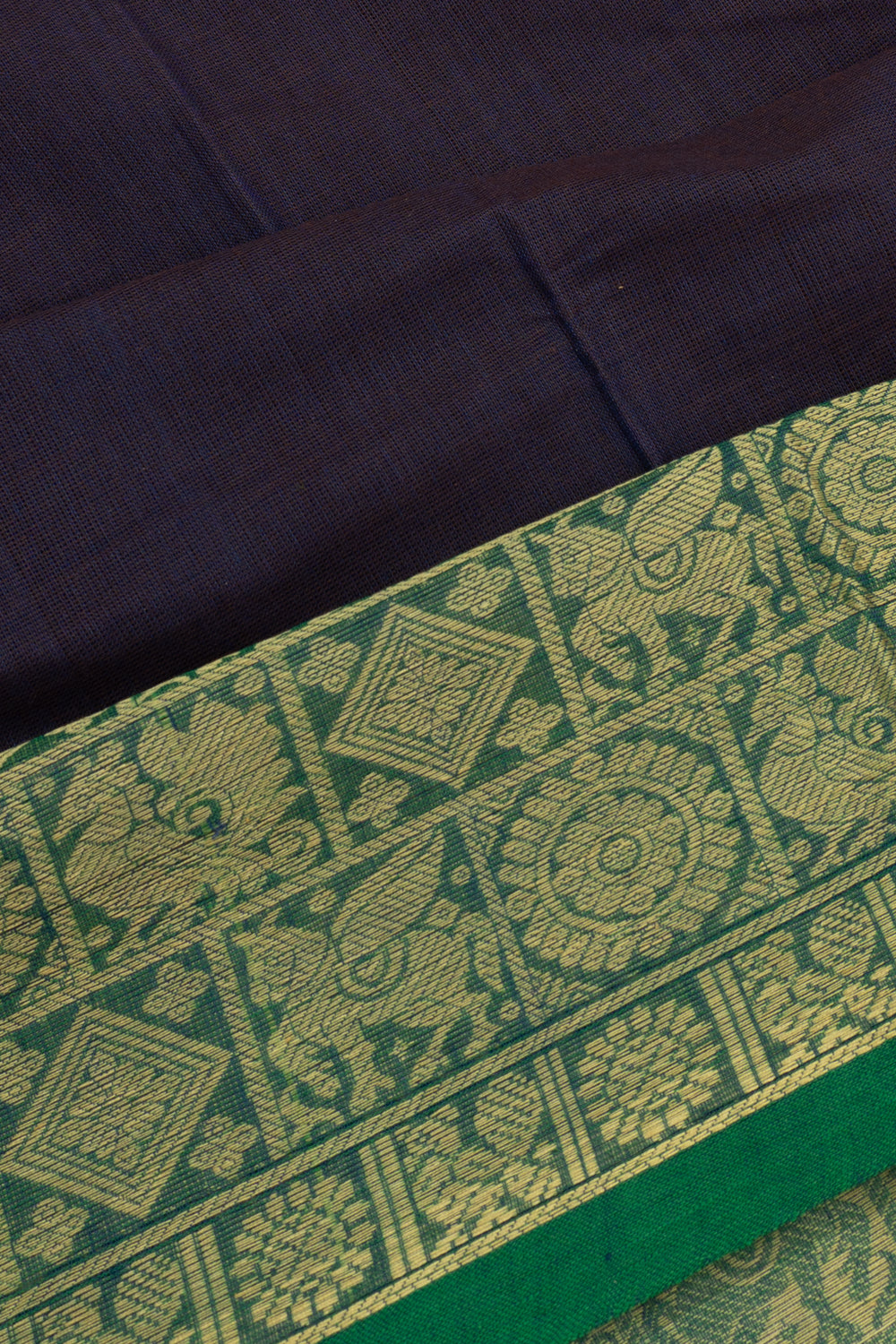 Chettinad Cotton Plain Royal Blue Saree