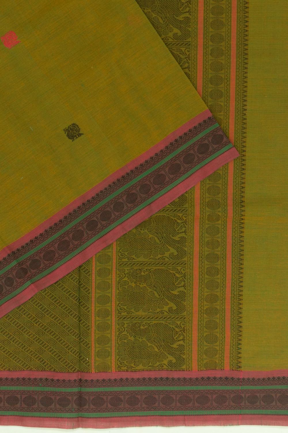 Chettinad Cotton Butta Green Saree