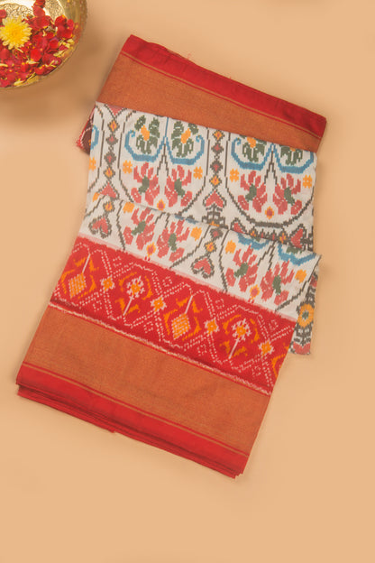 Pochampally Silk Ikat White Saree
