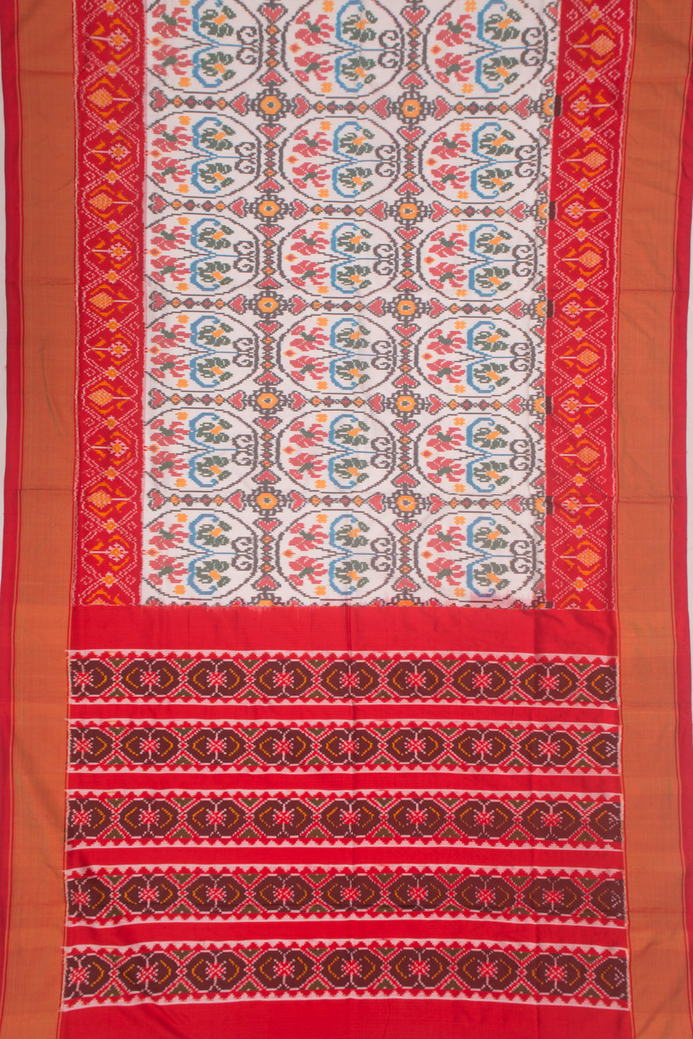 Pochampally Silk Ikat White Saree