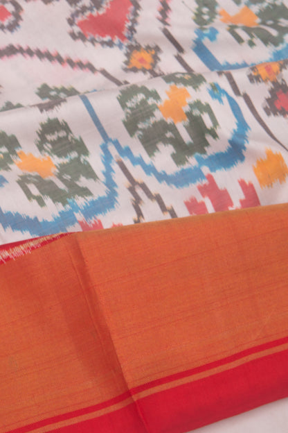 Pochampally Silk Ikat White Saree