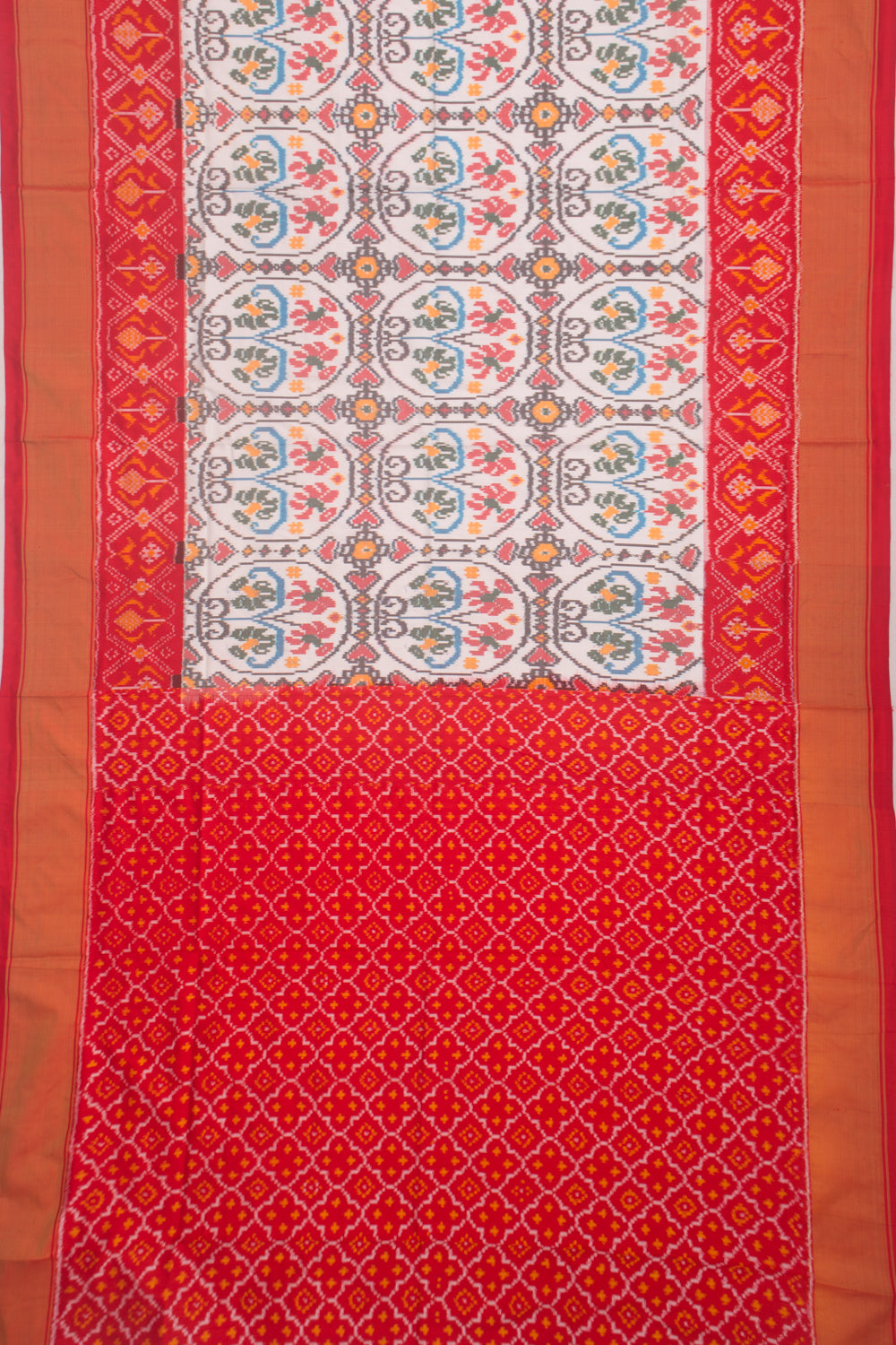 Pochampally Silk Ikat White Saree